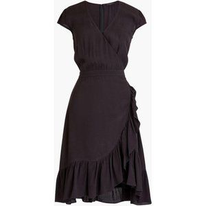 J.Crew Faux Wrap Mini Dress Black Drapey Crepe
